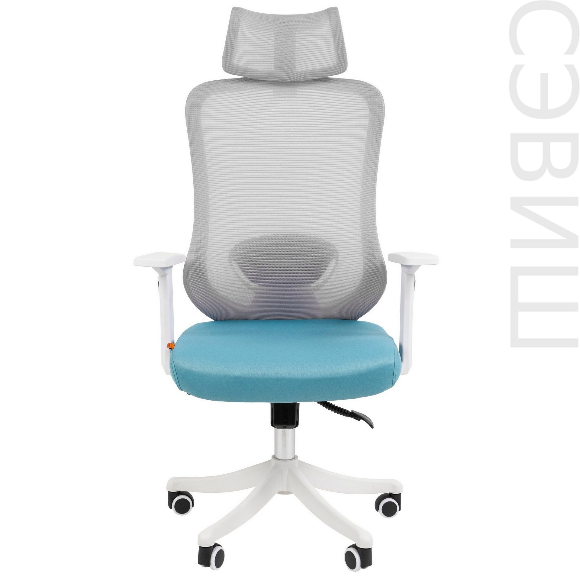 Офисное кресло CHAIRMAN CH563, ткань/сетка, белый/бирюзовый