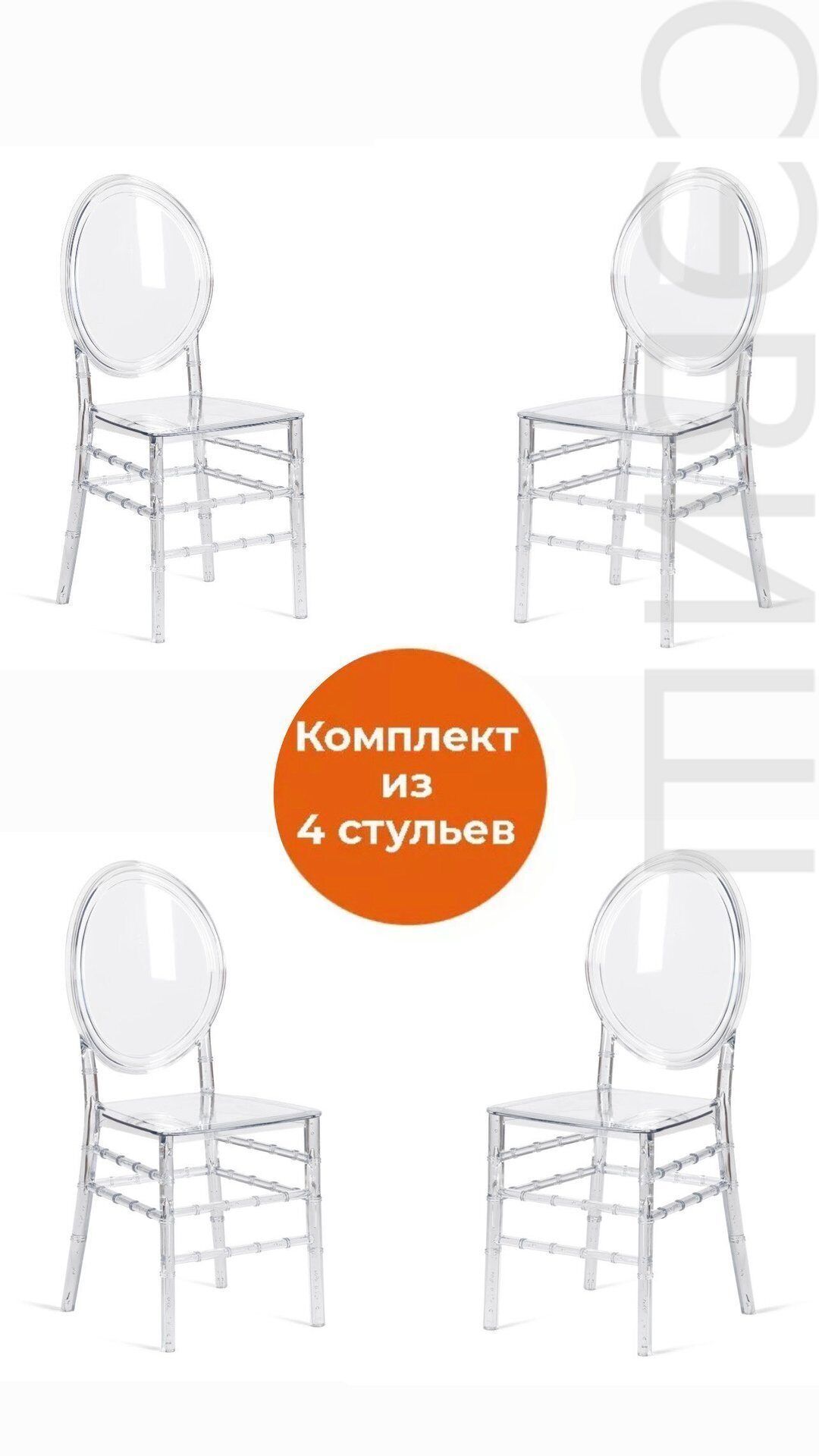 Комплект  прозрачных  стульев  MEDALION