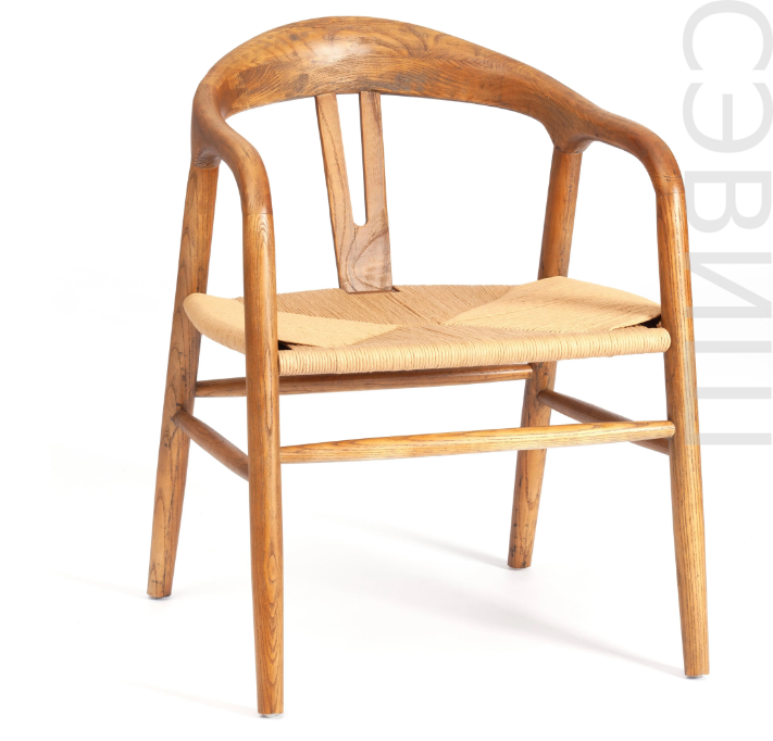 Стул Vali/Вали дерево вяз/бечевка, груша №3, 50х46х77см