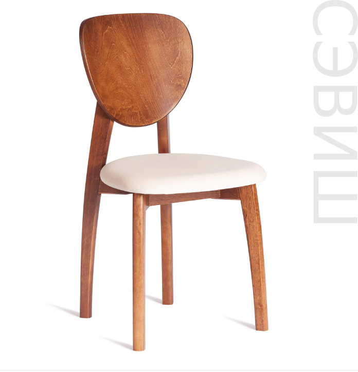 Стул Диамант/Diamante мягкое сиденье бук, 42х42х85см, темный орех (тобако), ткань тенерифе крем