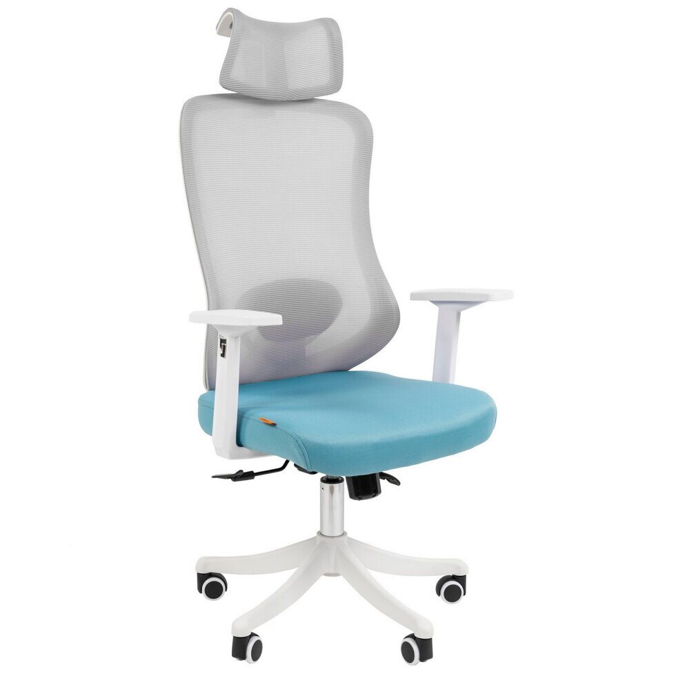 Офисное кресло CHAIRMAN CH563, ткань/сетка, белый/бирюзовый
