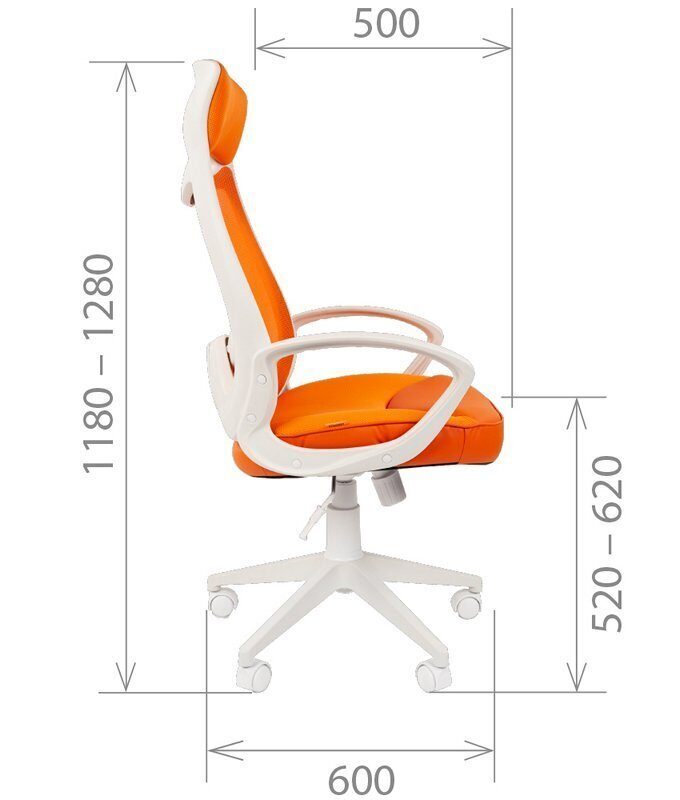 Офисное кресло CHAIRMAN 840, экокожа/ткань TW/сетчатый акрил, оранжевый, пластик белый