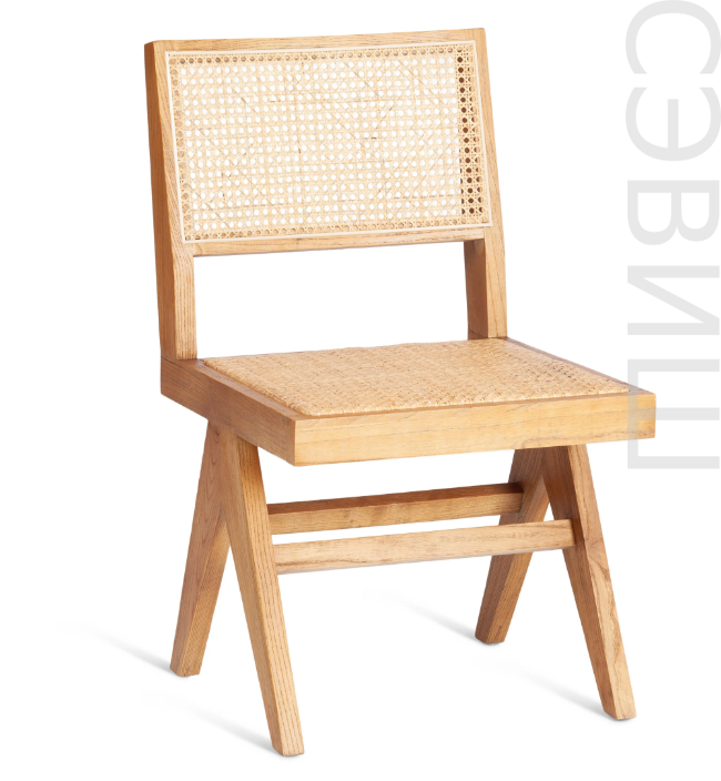 Стул Loki/Локи дерево вяз/ротанг, 51х44х86см, груша №3