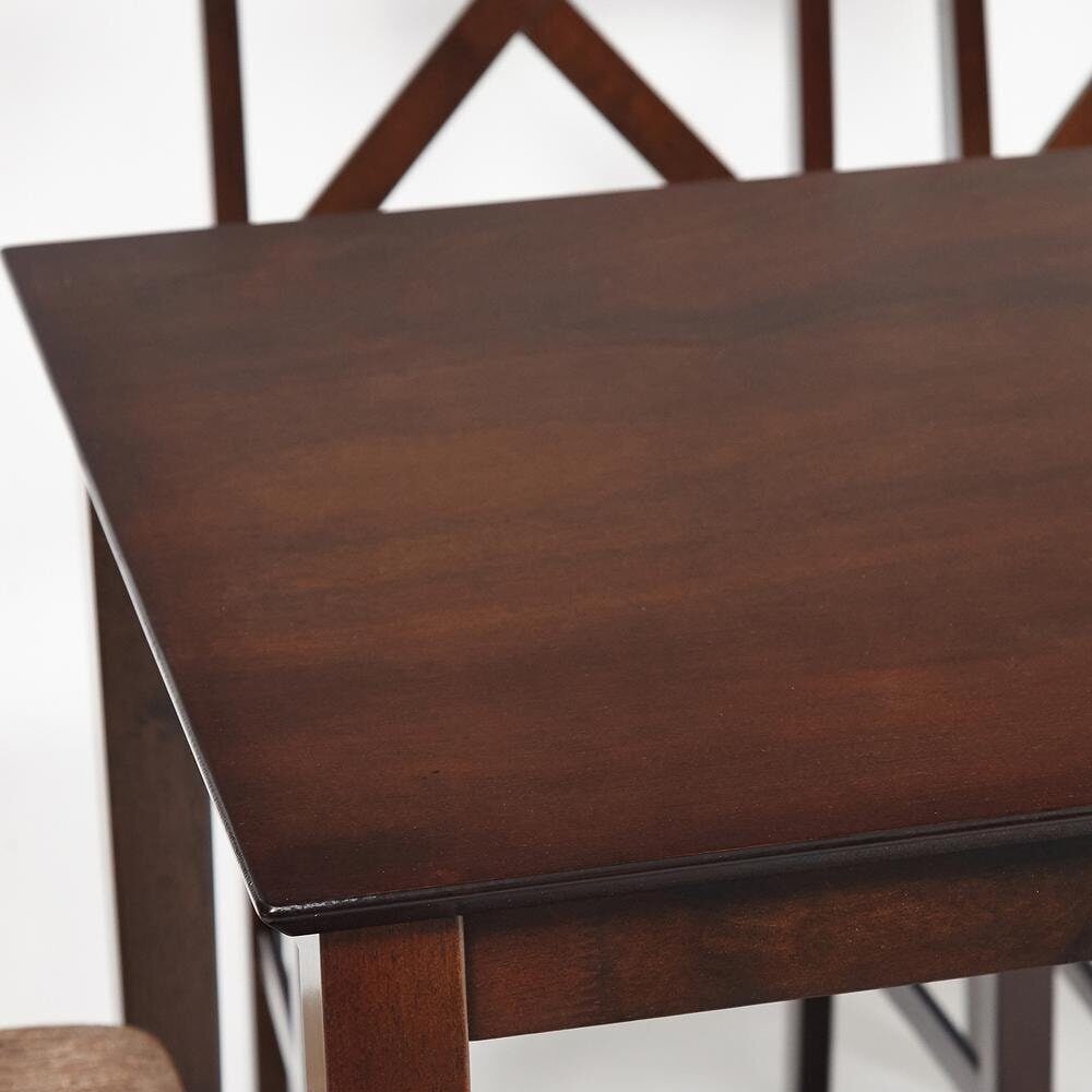 Обеденный комплект эконом «Hudson Dining Set» (стол + 4 стула) (cappuccino (темный орех), ткань кор.-золотая)