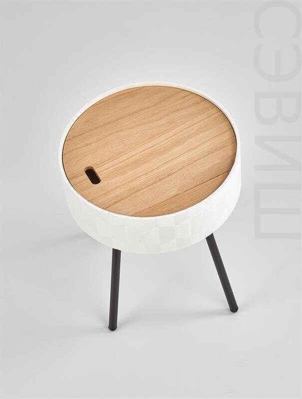 Стол журнальный HALMAR AURA белый матовый/черный, 38/45